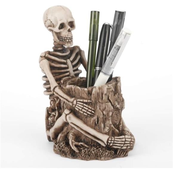 Skull PenHolder Skeleton Key Holder Makeup BrushHolder Home Office Desk Supplies - Picture 1 of 6